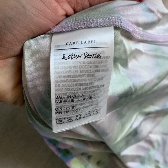 & Other Stories floral midi skirt pencil NWT watercolor‎ stretching casual sz XS - Picture 9 of 10